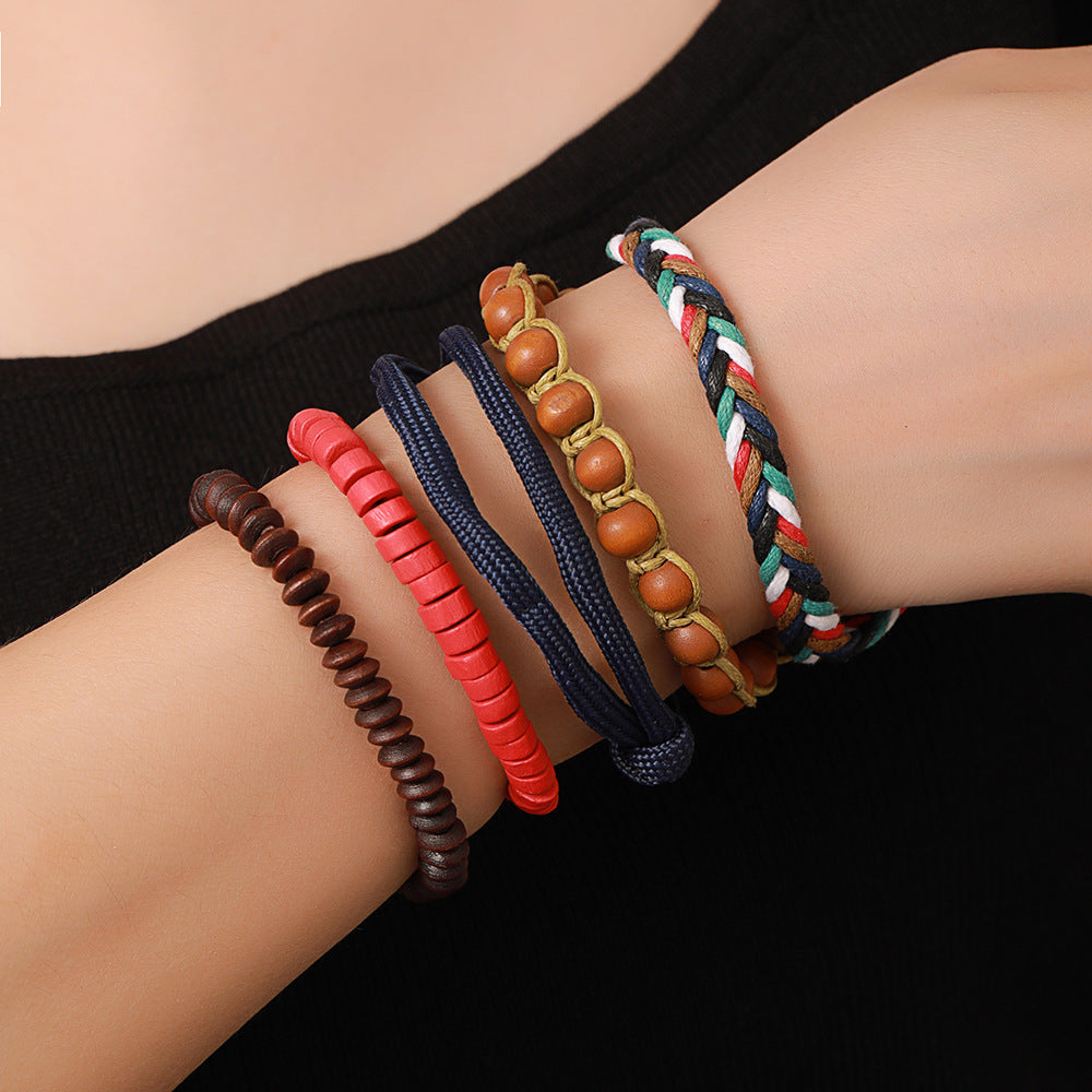 Wholesale New Coconut Shell Wood Chip Multilayer Bracelet Set